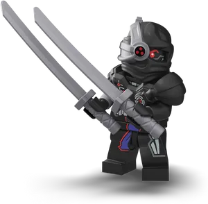 Ninjago_ Gray_ Ninja_ Minifigure_with_ Sword PNG Image