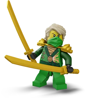 Ninjago Green Ninja Lloydwith Golden Sword PNG Image