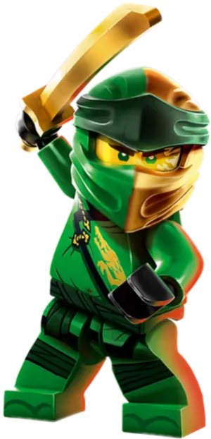 Ninjago Green Ninja Lloydwith Golden Sword PNG Image