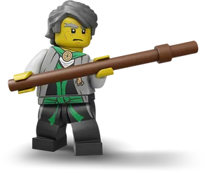 Ninjago Lego Minifigurewith Staff PNG Image