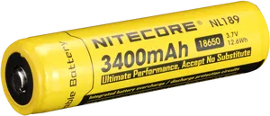 Nitecore N L1893400m Ah Rechargeable Battery PNG Image