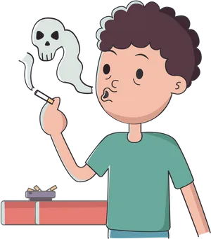 No Smoking Awareness Cartoon PNG Image