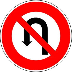 No U Turn Sign PNG Image