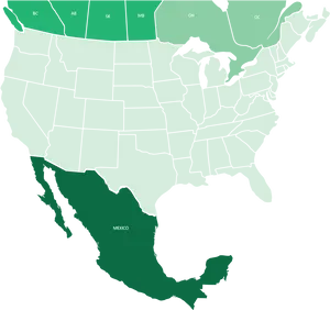 North America Map Mexico Highlighted PNG Image