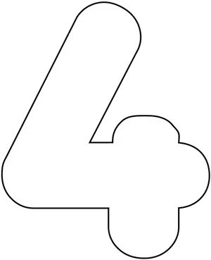 Number Four Icon Outline PNG Image