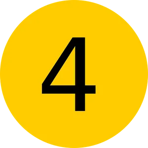 Number4on Yellow Circle PNG Image