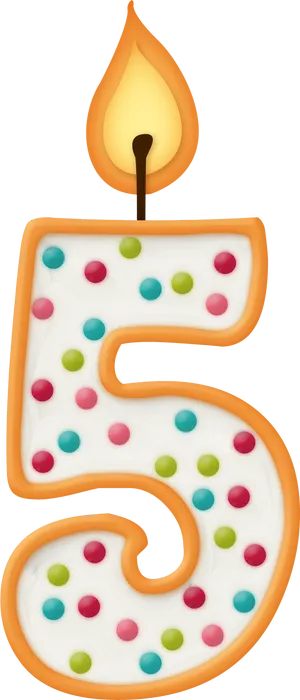 Number5 Birthday Candle PNG Image