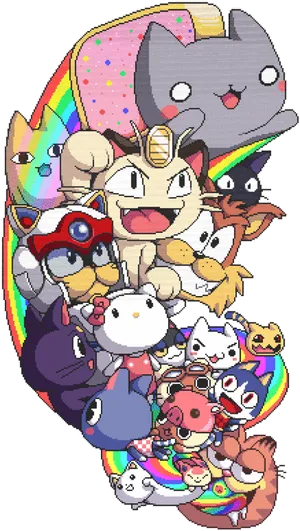 Nyan_ Cat_and_ Pop_ Culture_ Characters PNG Image