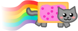 Nyan_ Cat_ Pop_ Tart_ Rainbow PNG Image