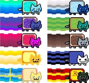 Nyan_ Cat_ Variations_ Pixel_ Art PNG Image