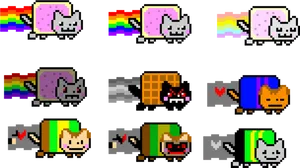 Nyan_ Cat_ Variations_ Pixel_ Art PNG Image