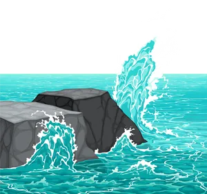 Ocean Wave Crashingon Rocks PNG