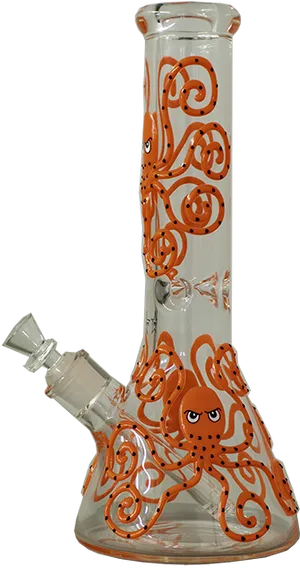 Octopus Design Glass Bong PNG Image