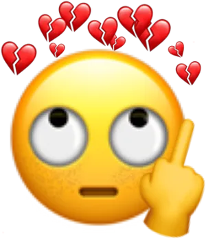 Offensive Gesture Emoji Broken Hearts PNG Image