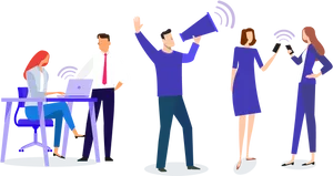 Office Communication Teamwork Illustration PNG Image