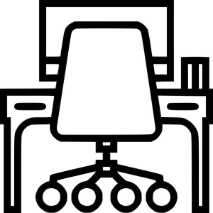 Office Deskand Chair Outline PNG Image