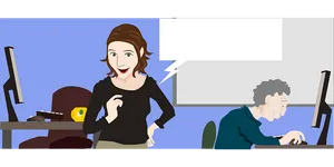Office Interaction Cartoon PNG Image