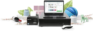Office Printer Setupwith Accessories PNG Image