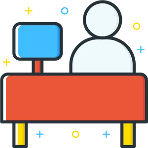 Office Worker At Desk Icon PNG Image