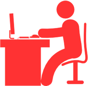 Office Workerat Desk Silhouette.png PNG Image