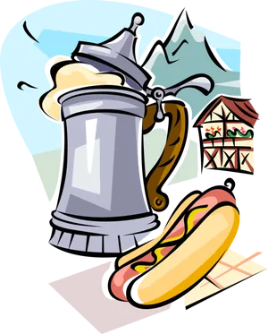 Oktoberfest Celebration Beerand Food PNG Image