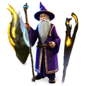 Old Wizard With Staff Png 06112024 PNG Image