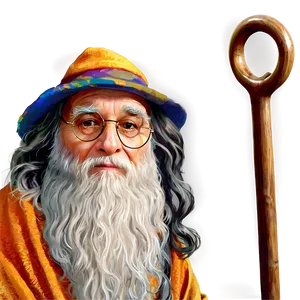 Old Wizard With Staff Png 06112024 PNG Image