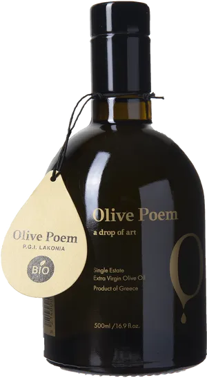 Olive Poem Extra Virgin Oil Bottle PNG Image