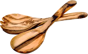 Olive Wood Spoons Crossed PNG Image