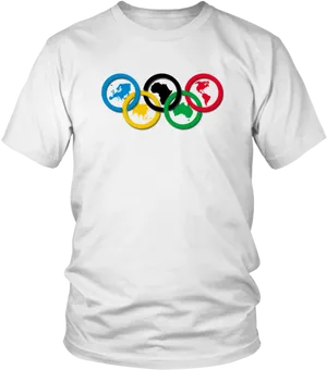 Olympic Rings Continents T Shirt Design PNG Image