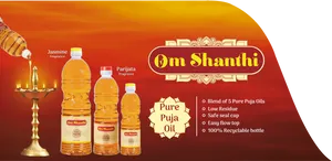 Om Shanthi Pure Puja Oil Advertisement PNG Image