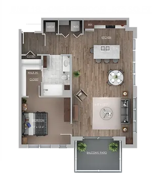 One Bedroom Apartment875sqft Floor Plan PNG