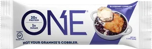 One Blueberry Cobbler Protein Bar Packaging PNG Image