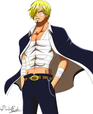 One Piece Blonde Character Art PNG Image