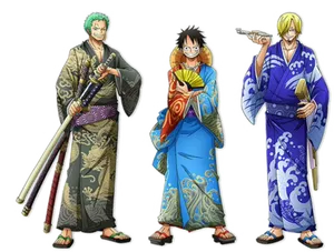 One Piece Charactersin Kimonos PNG Image