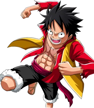 One Piece Luffy Action Pose PNG Image