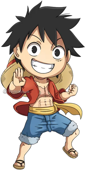 One Piece Luffy Cheerful Pose PNG Image