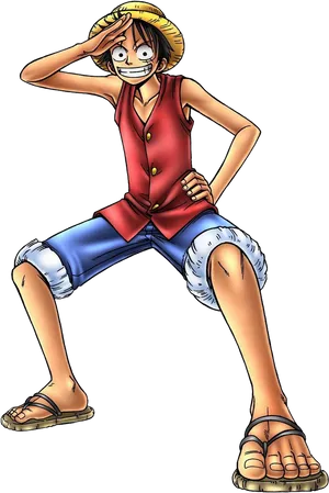 One Piece Luffy Classic Pose PNG Image