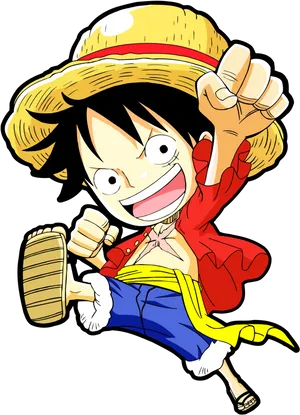 One Piece Luffy Excited Pose PNG Image