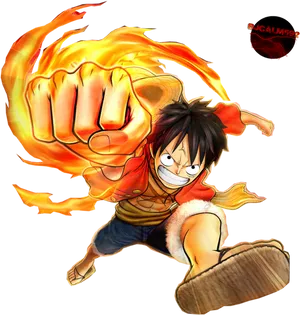 One Piece Luffy Fire Fist Attack PNG Image