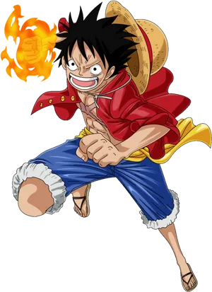 One Piece Luffy Fire Fist Attack PNG Image