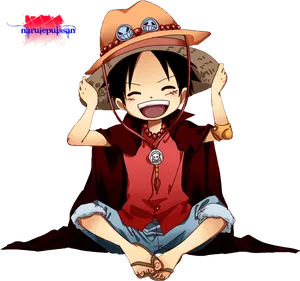 One Piece Luffy Happy Expression PNG Image