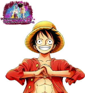 One Piece Luffy Heart Gesture PNG Image