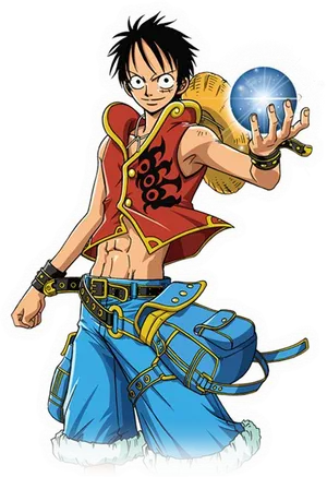 One Piece Luffy Holding Gum Gum Fruit PNG Image