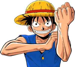 One Piece Luffy Readyfor Action PNG Image