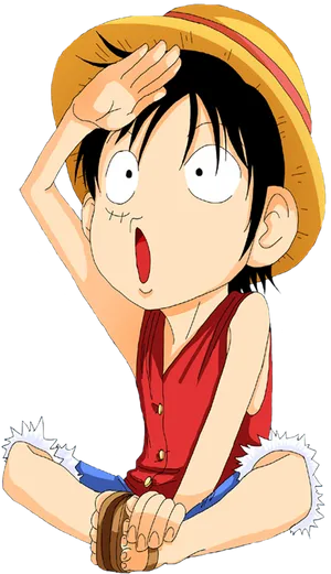 One Piece Luffy Saluting PNG Image