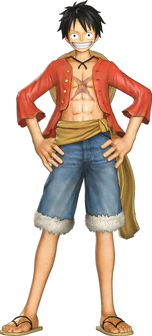 One Piece Luffy Standing Pose PNG Image