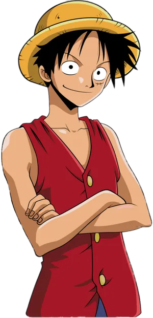 One Piece Luffy Straw Hat Smile PNG Image