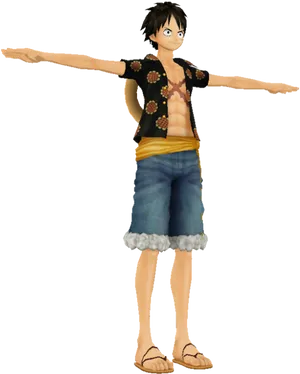 One Piece Luffy Stretching Arms PNG Image