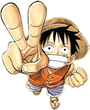 One Piece Luffy Victory Pose PNG Image